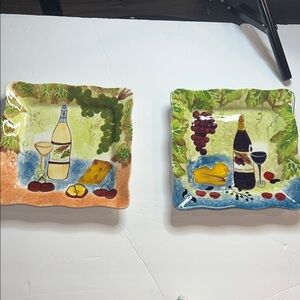 Colorful Ceramic Wine and Cheese Plates